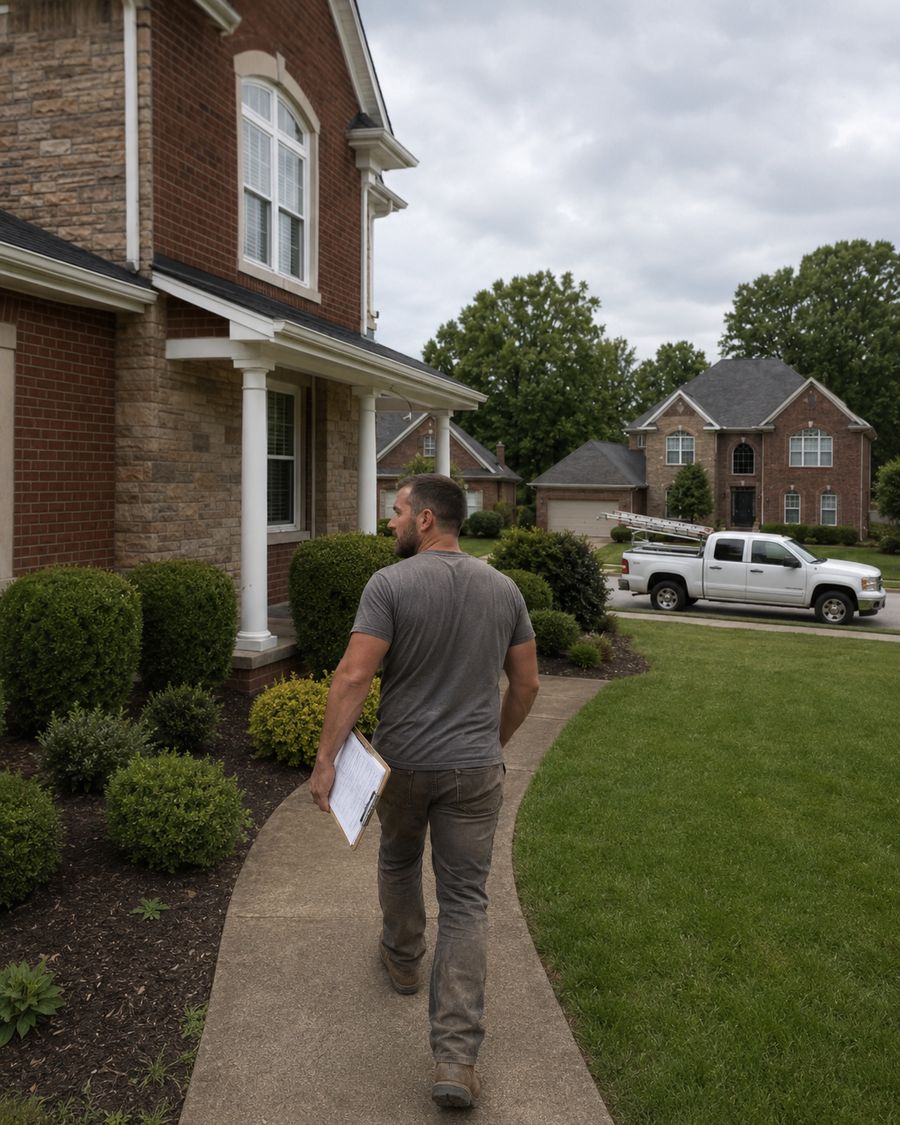 A local pro arriving for a free roof estimate
